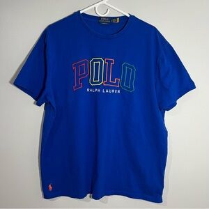Polo Ralph Lauren Blue Multi Color Classic Fit Short Sleeve T-Shirt Mens Large